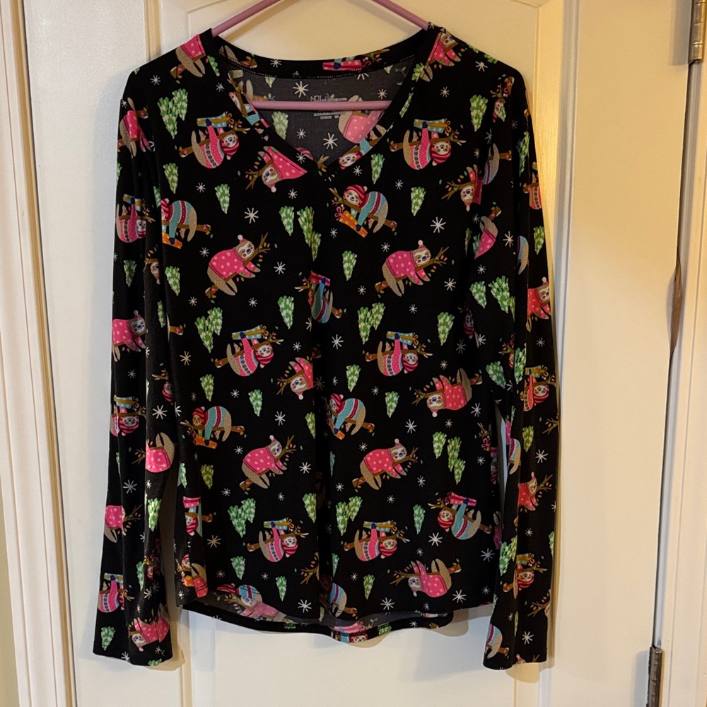 No Boundaries Black Long Sleeve with Festive Print